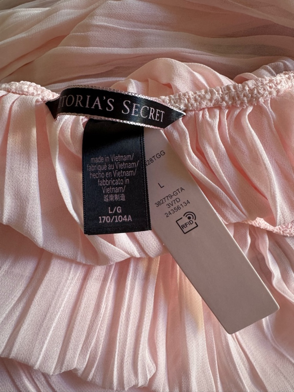 NWT Victoria's Secret Chiffon Pleated Babydoll Lingerie Pink L - Picture 11 of 15